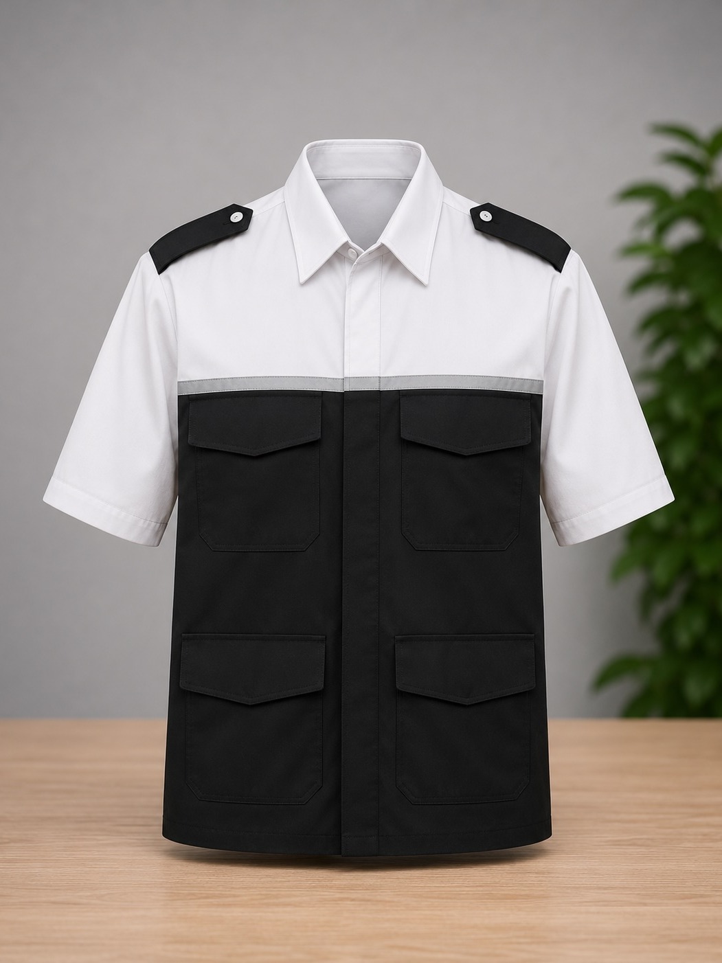 Camisola industrial bicolor blanco y negro