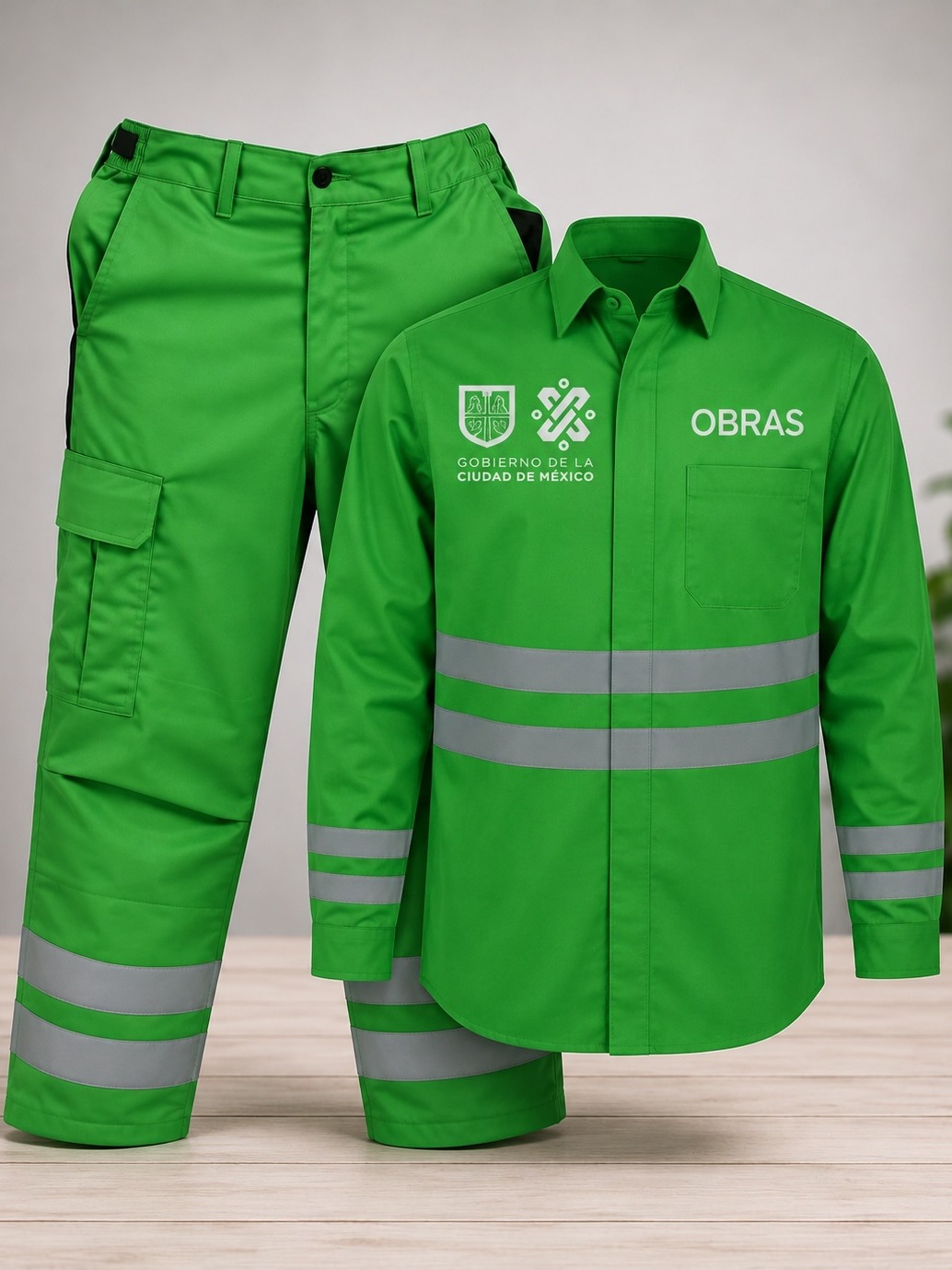 Uniforme de obras con cinta reflejante